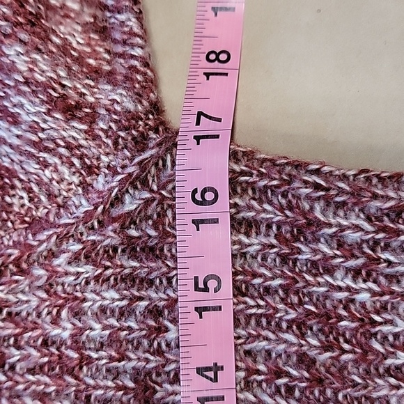 Cotton Candy Size XS/S Marled Burgundy Sweater with Cable Knit Accent on Sleeves - Picture 8 of 12